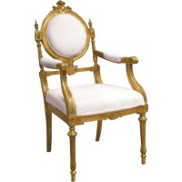 Indonesia furniture manufacturer and wholesaler Gilt Armchair Cream Upholstery